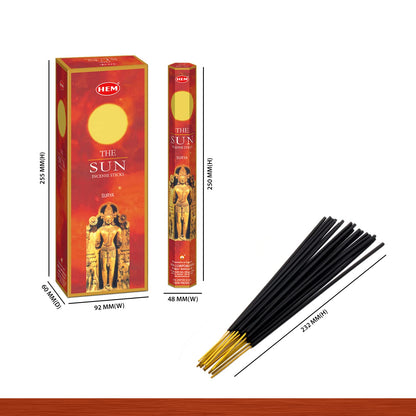 HEM Sun Incense Sticks (Pack of 6-120 Count, 301g) | Natural Fragrance for Aromatic Rooms | Odor Remover Incense for Stress Relief & Relaxation