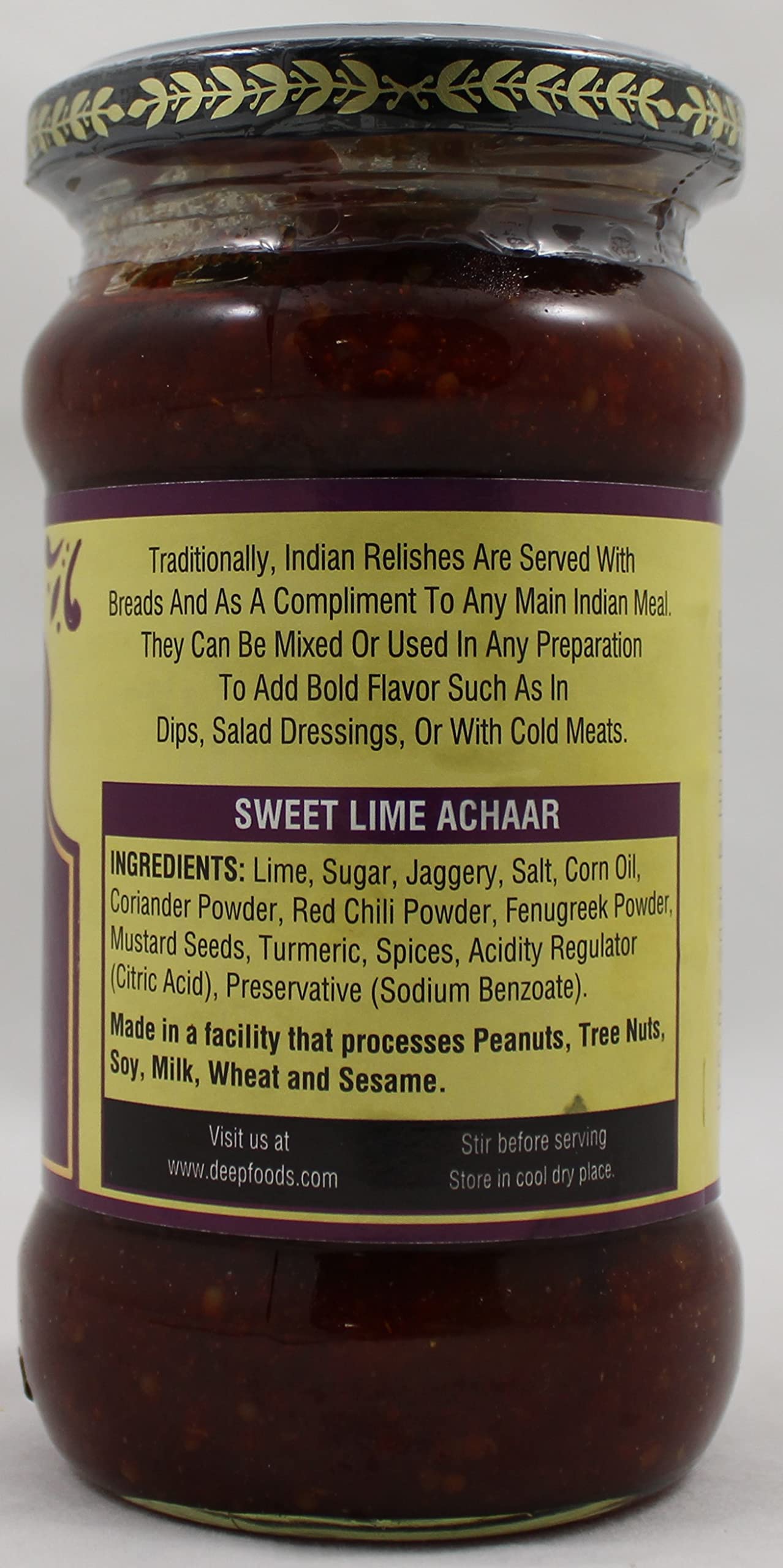 Deep Authentic Indian Spice Mix Blend Sweet Lime Pickle - 12 Oz | Ready to Use Rich Aroma and Taste of Achar | Mango, Fenugreek, Mustard, Asafoetida | Vegetarian | No Artificial Colours