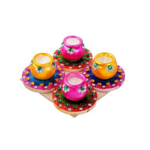 K. Wax Matki Diya 4pc 1.5inch #274 - Diwali Clay Diya