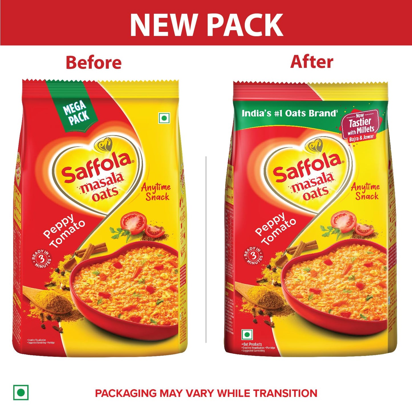 Saffola Masala oats- Peppy Tomato 500 gms - Indian Snack
