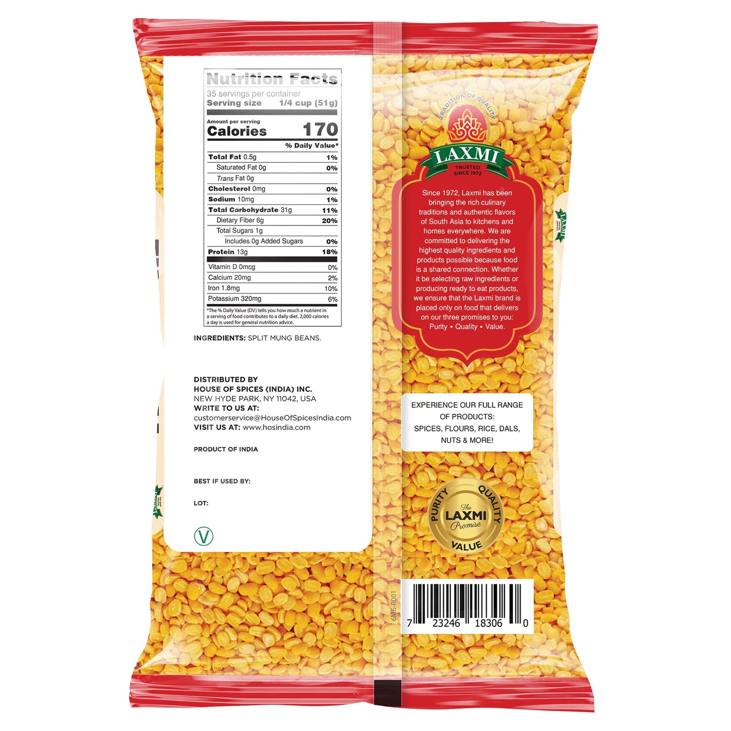 Laxmi Moong Dal (hulled) 4 lbs - Dal Lentils