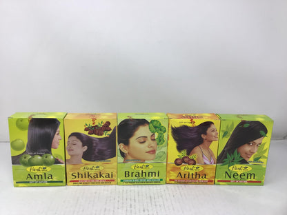 Hesh herbal powder pack of 5 Varieties for Hair- Amla, Aritha, Brahmi, Shikakai and Neem Leaf