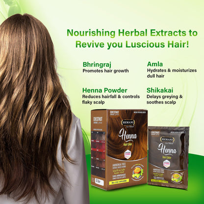 HEMANI Hair Henna Color 2.12 OZ (60g) 6 Applications, Colors in 20 Minutes - Ammonia Free - Herbal Based Henna (Chestnut)