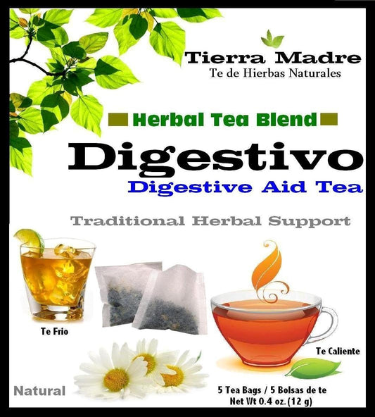 Tierra Madre Digestivo Tea Tradiconal Herbal Support - 10 Pack of 5 tea Bags / 0.2 Ounces