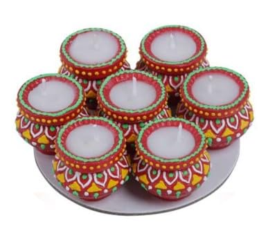 Small Wax Matki Diya 7pc 1.5inch #271 - Diwali Clay Diya
