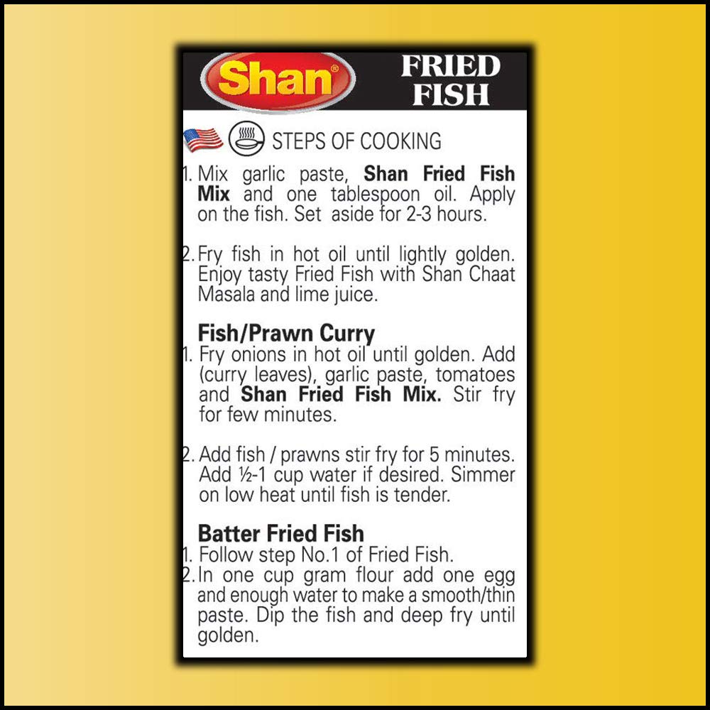 Shan - Fried Fish Seasoning Mix (50g) - Spice Packets for Spicy Fried Fish (Pack of 6)