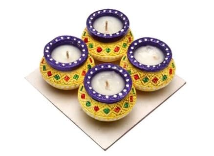 Flower Wax Matki Diya 4pc 2.25.inch #257