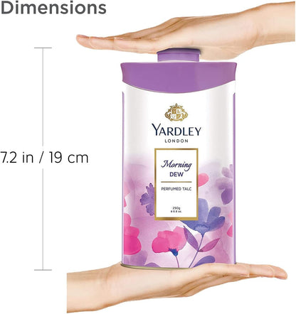 Yardley London Fresh Floral Fragrance Locked in a Fine & Silky Perfumed Talcum Powder (Yardley London Morning Dew, Pack of 3 250Gram)