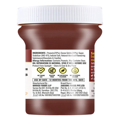 Jabsons - Chocolate Peanut Spread, 320g (11.28 oz) Gluten Free, 0 Trans Fat, Made with Clay Roasted Peanuts