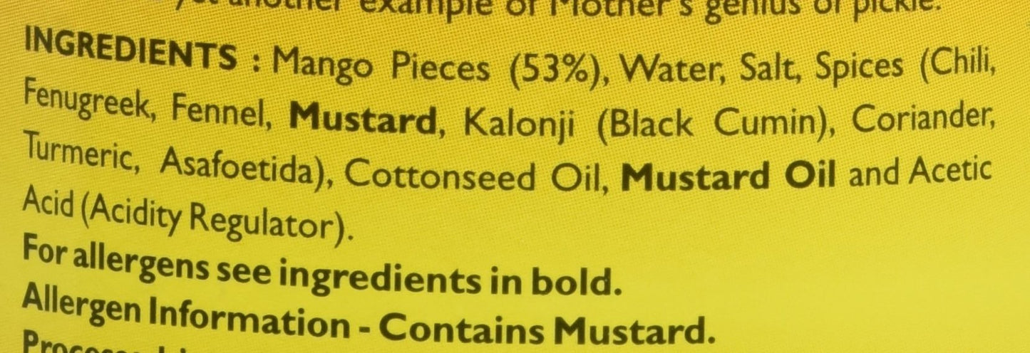 Mother's Recipe Punjabi Teekha mango Pickle 500 gms - Indian Pickles