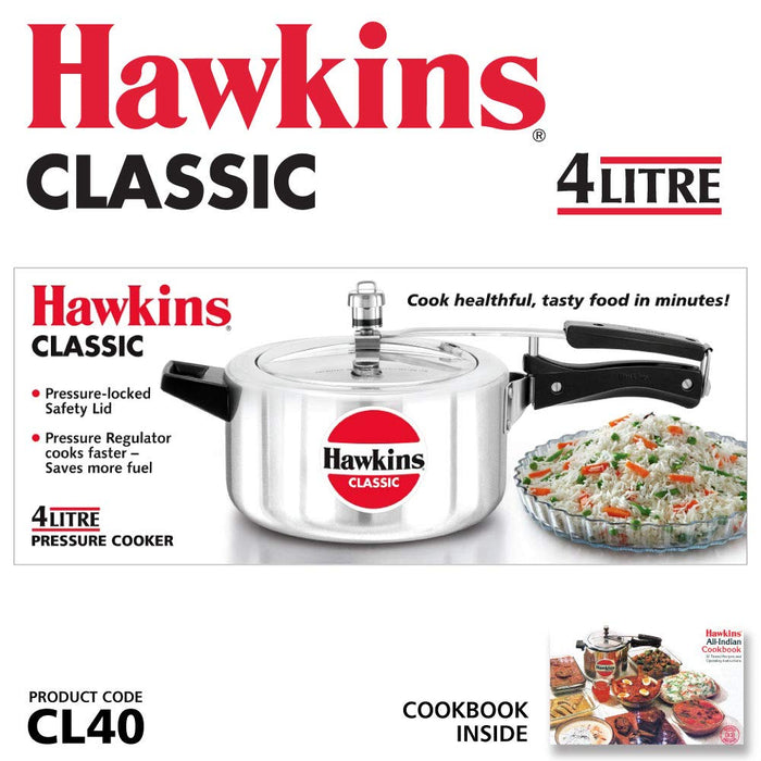 Hawkins Classic Pressure Cooker 4 litre (4.2 Quarts)