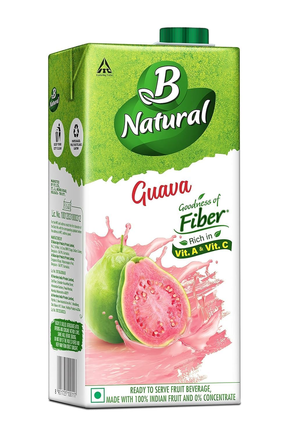 B Natural Guava Juice, Goodness of Fiber, 1 Litre