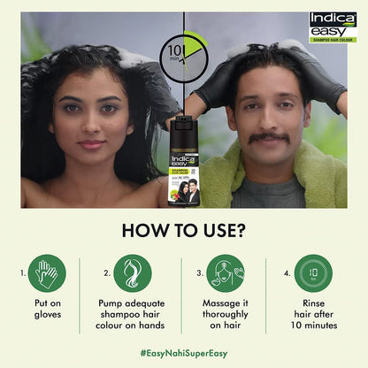 Indica Easy Shampoo In Hair Colour| Natural Black | 180ml (6.08 oz)