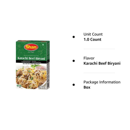 Shan Karachi Beef Biryani Recipe and Seasoning Mix 2.11 oz (60g) - Spice Powder for Hot and Spicy Beef Pilaf  (2.1 Ounce (Pack of 1))