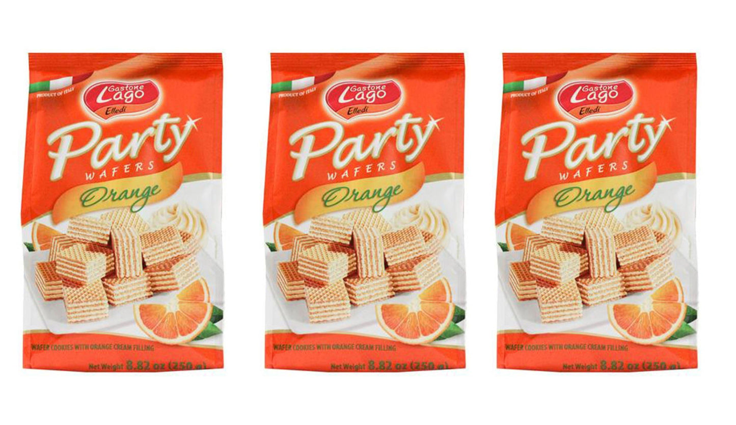 Gastone Lago Party Wafers Orange Cream Filling 8.82 oz, 250g (Pack of 3) (Orange, 3-Pack)
