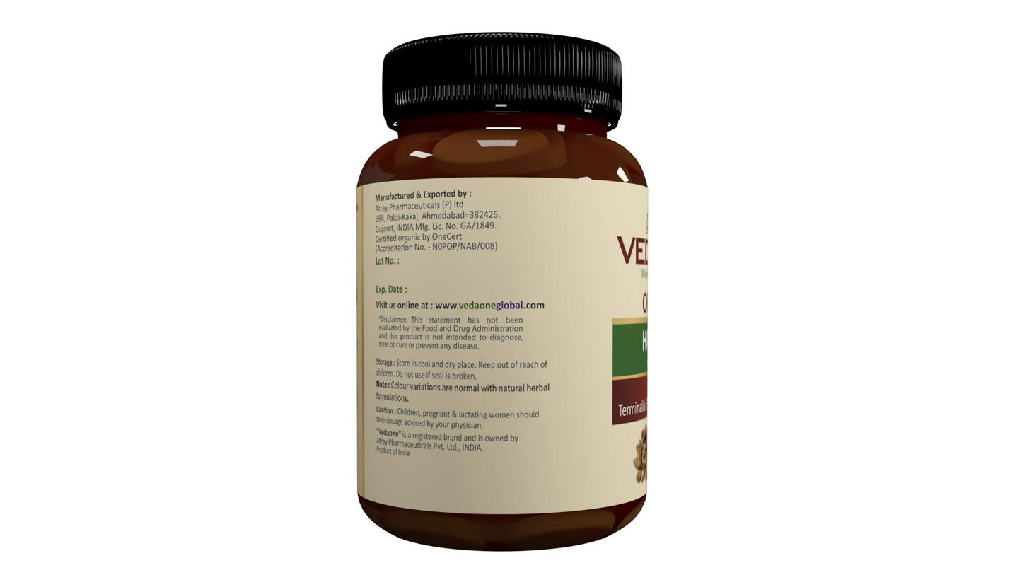 Vedaone USDA Organic Haritaki(Harde) 750mg 60 Caplets