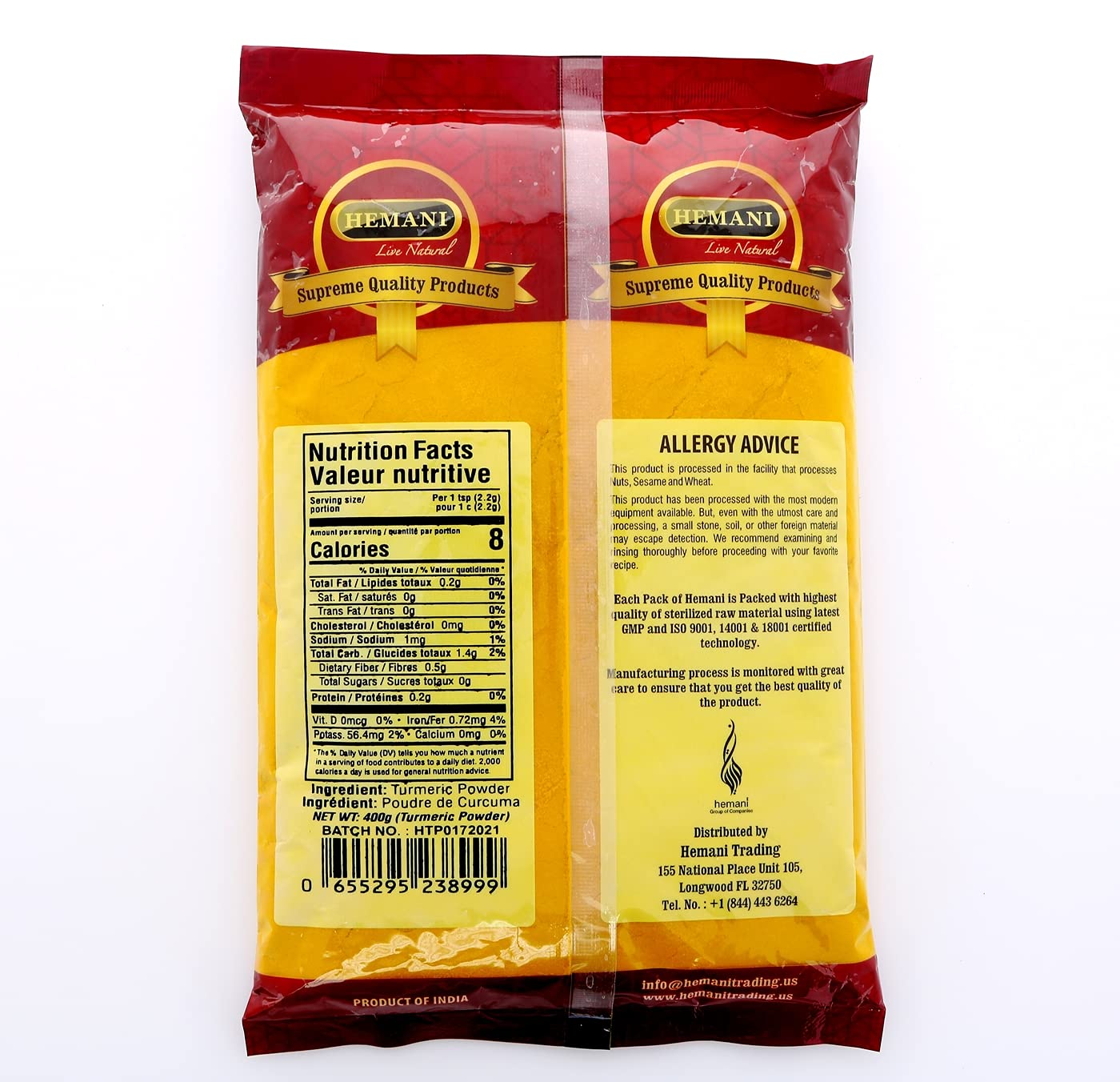 Hemani 100% Natural Turmeric Root Powder 400g (14.1 OZ) | Haldi | Curcumin | Curcuma