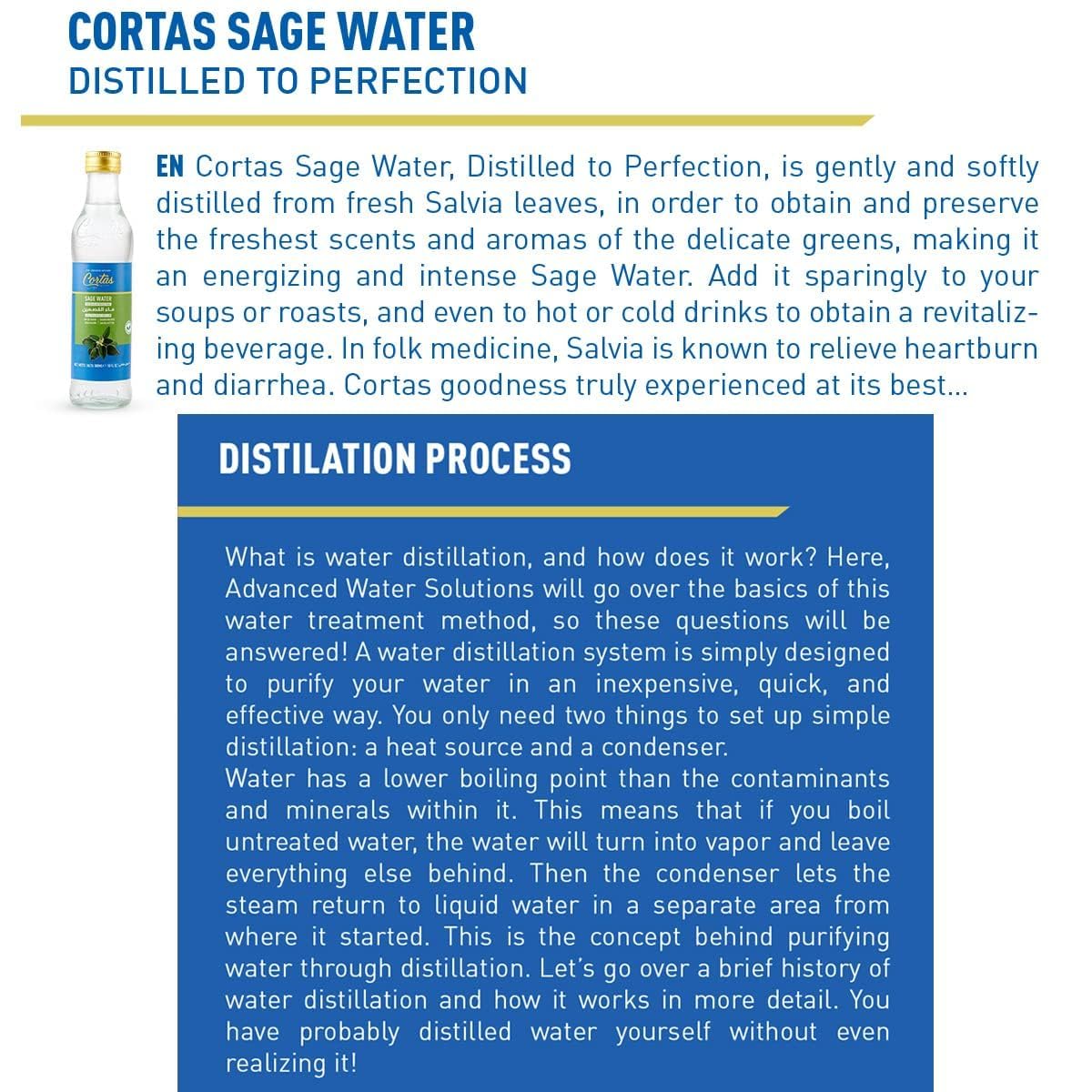 Cortas Sage Water Distilled to Perfection, 300ml (10 fl. oz) (Pack of 1)