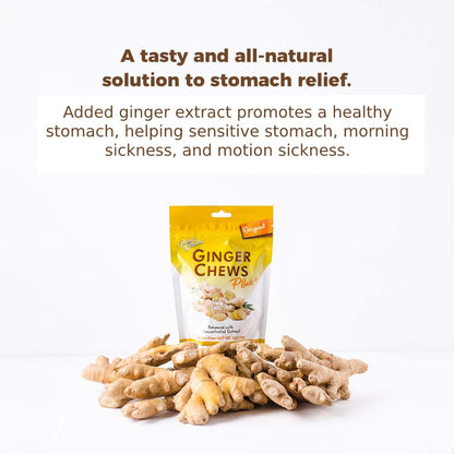 Prince Of Peace Ginger Chew Plus+ Original, 3 oz. Bag Digestive Aid, Relief, Healthy Candy, Stomach Aid