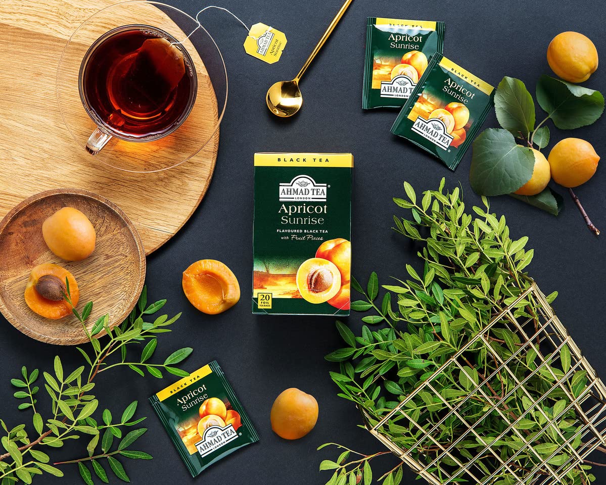 Ahmad Tea Apricot Sunrise, Tea Bags, 20-Count Boxes (Pack of 2)