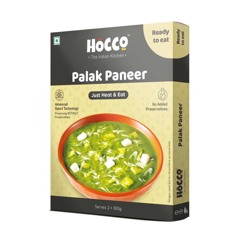 HOCCO Paneer Sabji Combo Pack of 4 (Smoked Paneer, Palak Paneer, Paneer Tikka Lababdar, Paneer Methi Malai) | Ready to Eat | Just Heat & Eat | No Added Preservative& Colours | Meal Ready in 5 Minutes