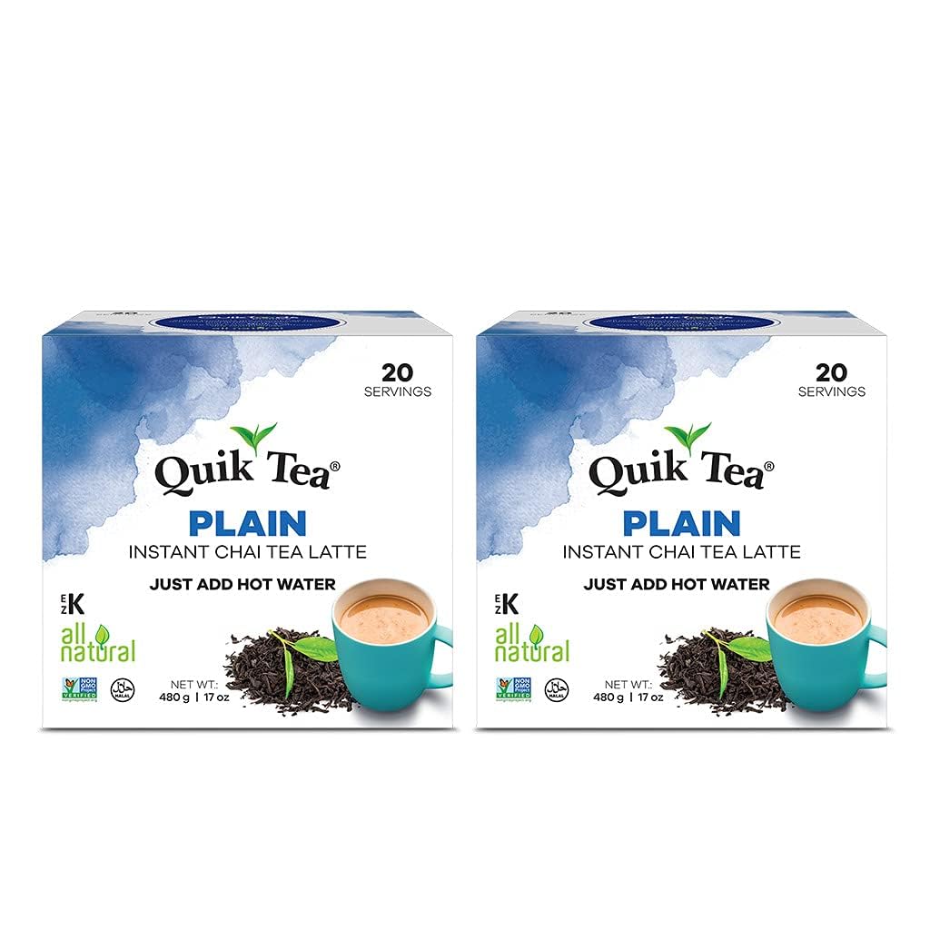 QuikTea Plain Chai Tea Latte - 40 Count (2 Boxes of 20 Each) - Indian Tea