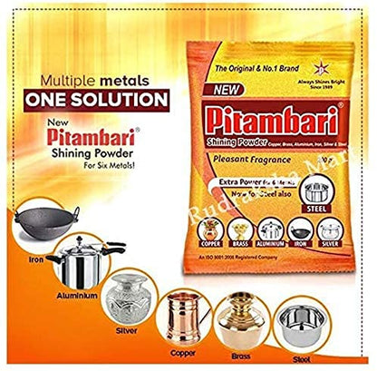 Pitambari Shining Powder for 6 Types of Metals (Copper, Brass, Steel, Iron, Silver, Aluminum) 200 Grm