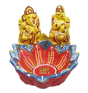 H.Laxmi Ganesh Diya 1pc 5x5inch #344