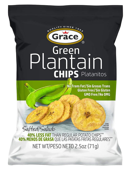 Grace Salted Green Plantain Chips 2.5oz - Platanitos, Non-GMO, Gluten Free, No Trans Fat (6 Packs)