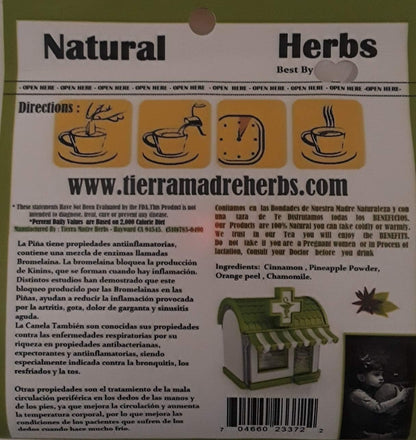 Tierra Madre Anti-Inflamacion Herbal Tea 0.2oz 5 Pack - Each Bag with 5 Tea Bags