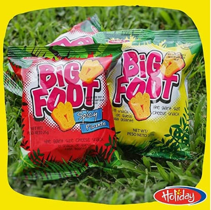 Assorted Holiday Big Foot, The Giant Cheese Snack, 6 Regular and 6 Spicy, 10.5 Oz, Pack of 12