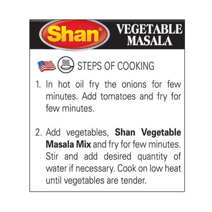 Shan Vegetable Masala Recipe and Seasoning Mix 3.52 oz (100g) - Spice Powder for Spicy Vegetable Curry - Suitable for Vegetarians - Airtight Bag in a Box (Pack of 24)