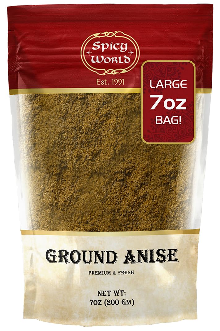 Spicy World Ground Anise Powder 7 Ounce - Anise Seeds Ground, Pure & Natural, Great for baking, cooking, and even tea