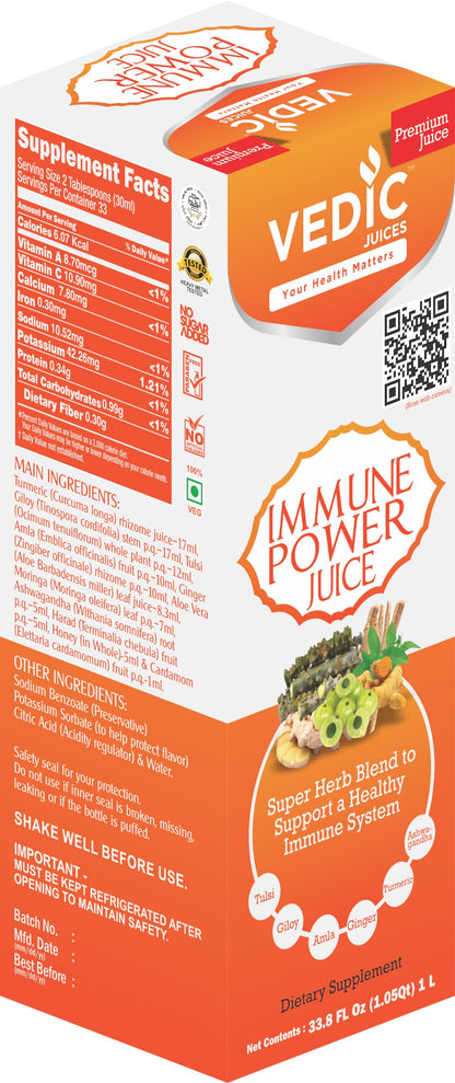 USDA Certified Organic Immune Power Juice 1000ML (1 Liter) 100% Organic - Ayurveda & Vitamins