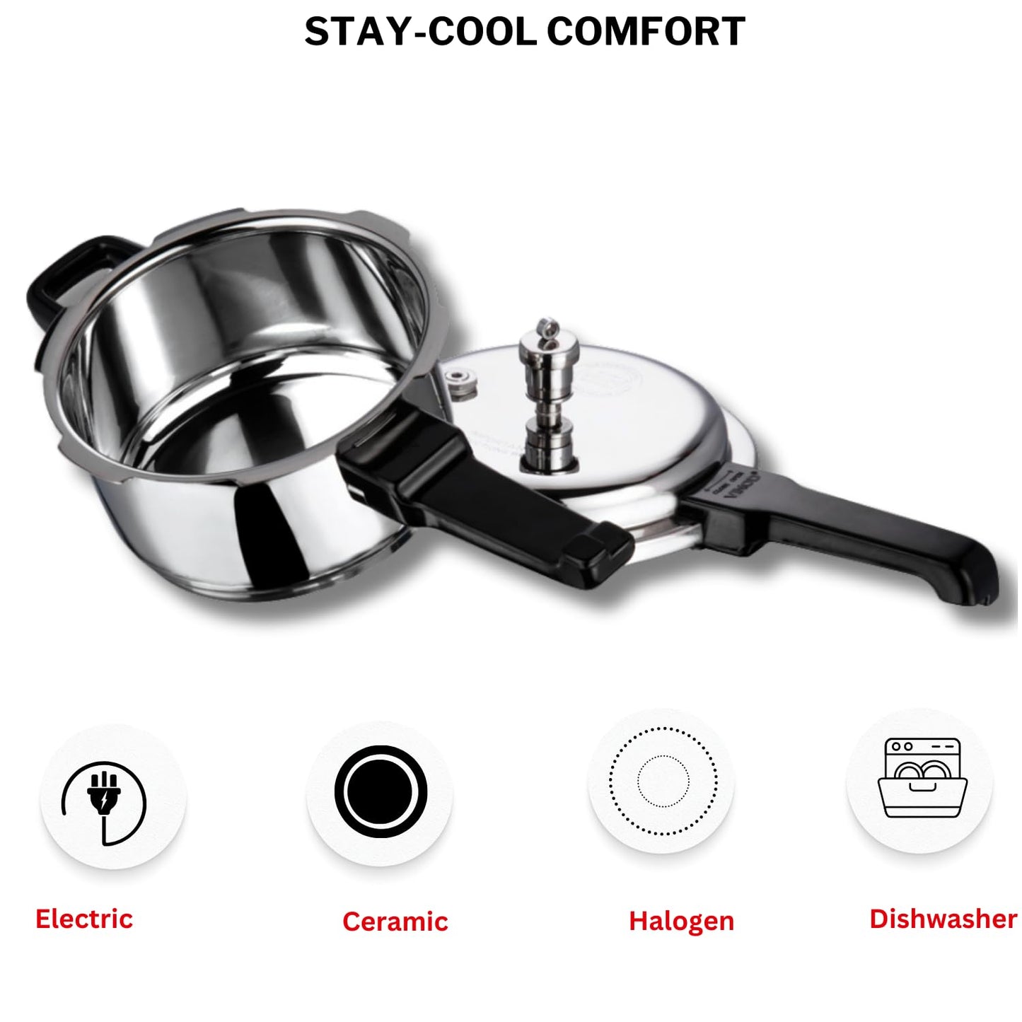 Vinod St. Steel Pressure Cooker 3 Litres - Indian Cookware