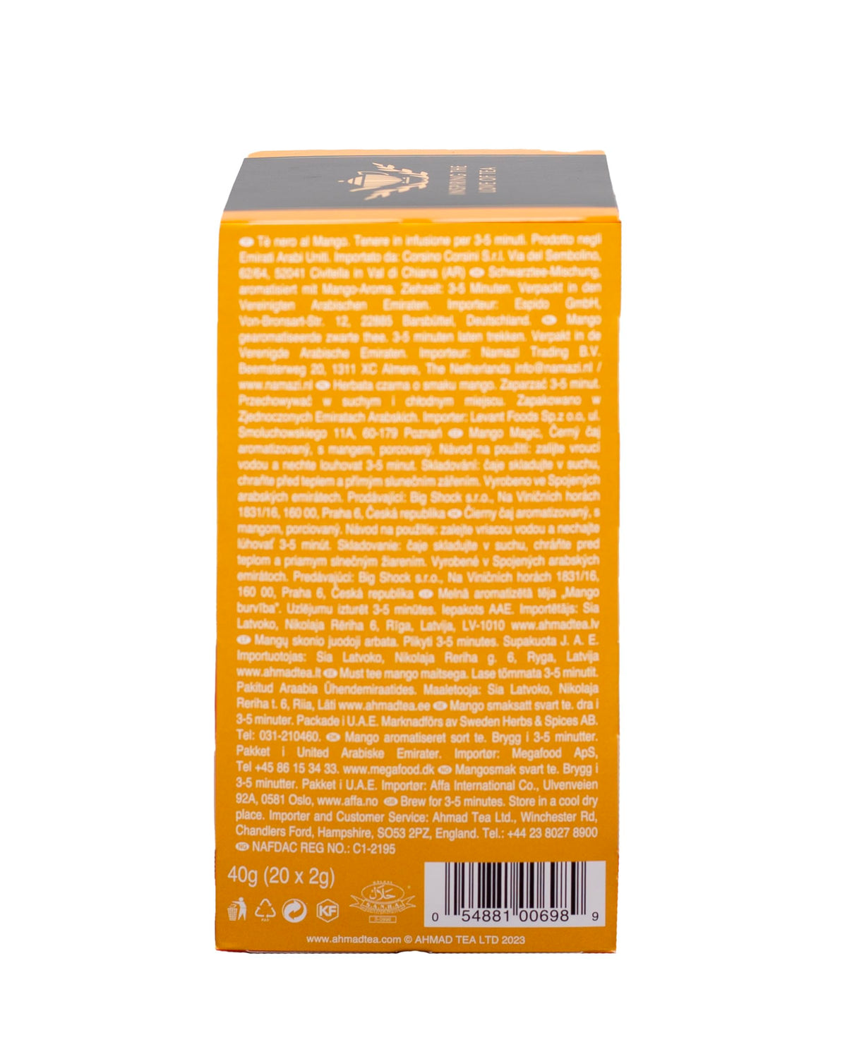 Ahmad Tea Black Tea, Mango Magic Teabags, 20 ct (Pack of 1) - Caffeinated & Sugar-Free