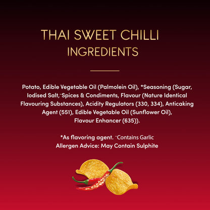 Lays Gourmet Kettle Chips, Premium Slow-Cooked Potato Chips, Chips - 2 Pack (Thai Sweet Chilli, 1.94oz)