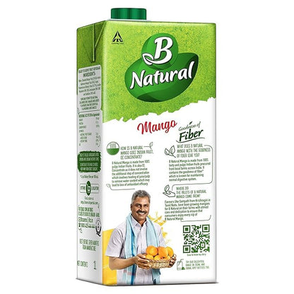 B Natural Aam Panna Fruit Beverage, Goodness of fiber, Made with choicest Mangoes- 1 liter