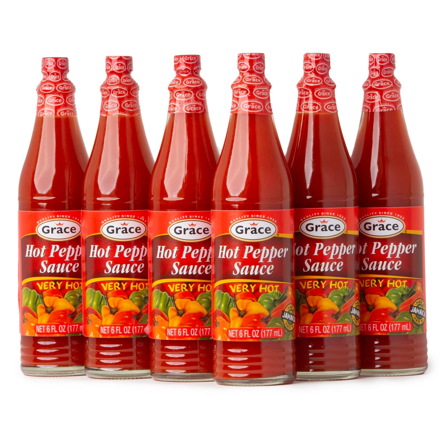 Grace Hot Pepper Sauce 6oz - 6 Pack Hot Sauce Bottles - Caribbean Hot Sauce - Jamaican Hot Sauce