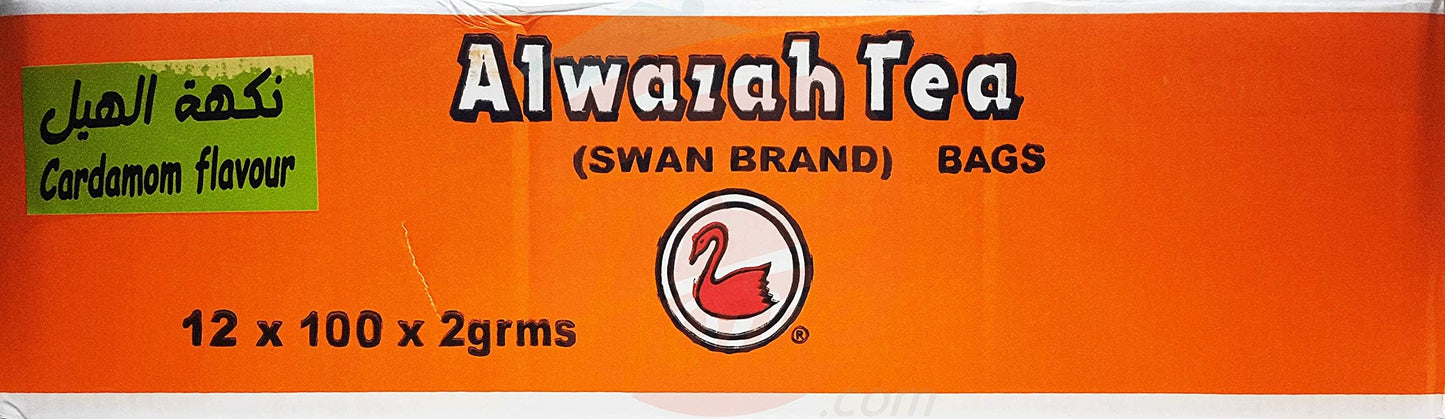 Alwazah Tea (Swan Brand) ceylon with cardamom 100-count 2-gram bags(pack of 12)