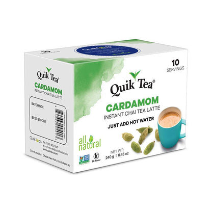 QuikTea Cardamom Chai Tea Latte - 40 Count (4 Boxes of 10 Each) - All Natural Preservative Free Authentic Instant Chai from Assam
