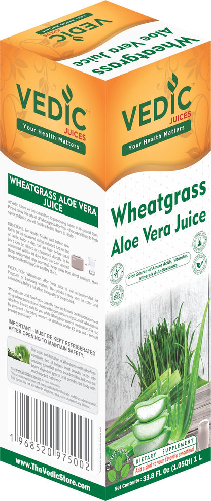 Vedic Juices Premium Quality Aleo Vera Juice Drink with Wheatgrass - 16.9 fl oz, Pack of 1 - Ideal for Daily Use