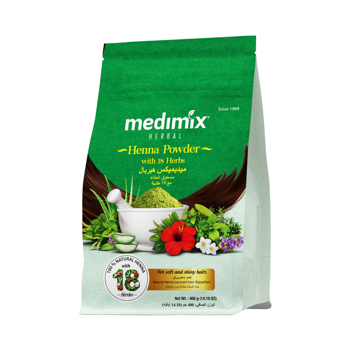 Medimix Ayurvedic Henna Powder with 18 Herbs for Soft and Shiny Har (400 grams / 14.10 oz)