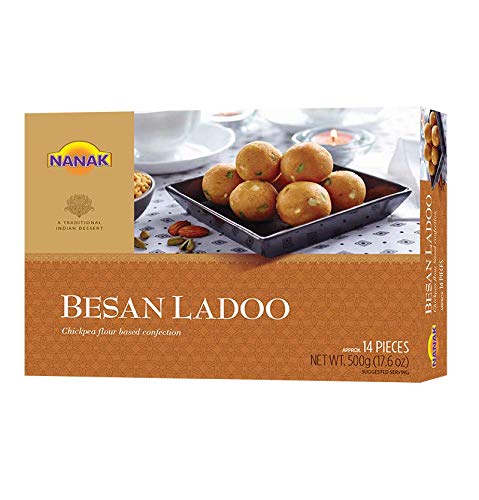 Nanak Besan Ladoo 500g 17.6oz Indian Delicacy Sweets Gift Box for Diwali, Eid, Navratri, Holi, Rakhi