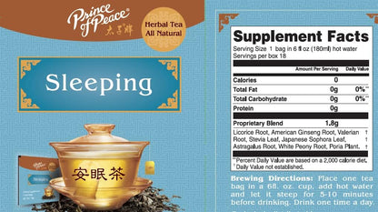 Prince of Peace Sleeping Tea, 4 Pack - 18 Tea Bags Each Herbal Tea Bags for Sleep Support Bedtime Tea Prince of Peace Herbal Sleep Aid Valerian Root Tea