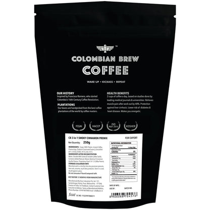 Colombian Brew Smoky Cinnamon Instant Coffee Powder, No Sugar Vegan, 250g