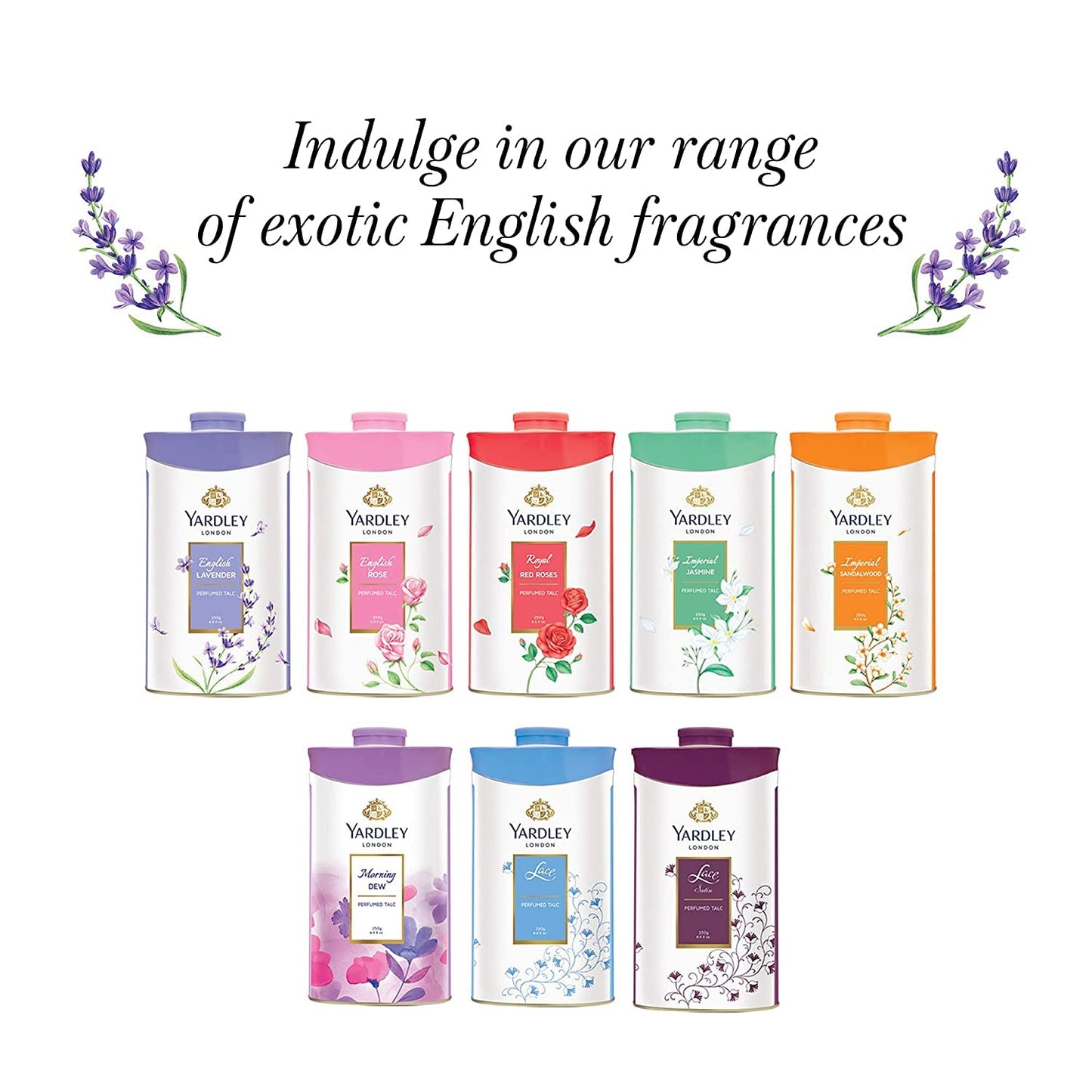 Yardley London Perfumed Fresh Floral Fragrances Locked in a fine & Silky Talcum Powder (Yardley English Lavender Perfumed Talc - 250gm, Pack of 1)...