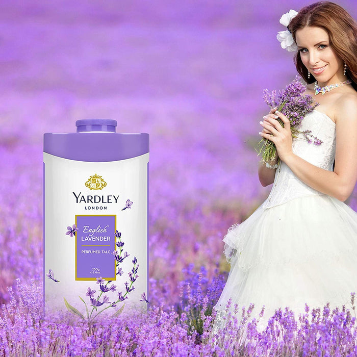 Yardley London Floral Talcum Powder, long lasting fragrance, sweat free, all day pleasant smell, 250gm x 3 (Lavender, Jasmine, Sandalwood)