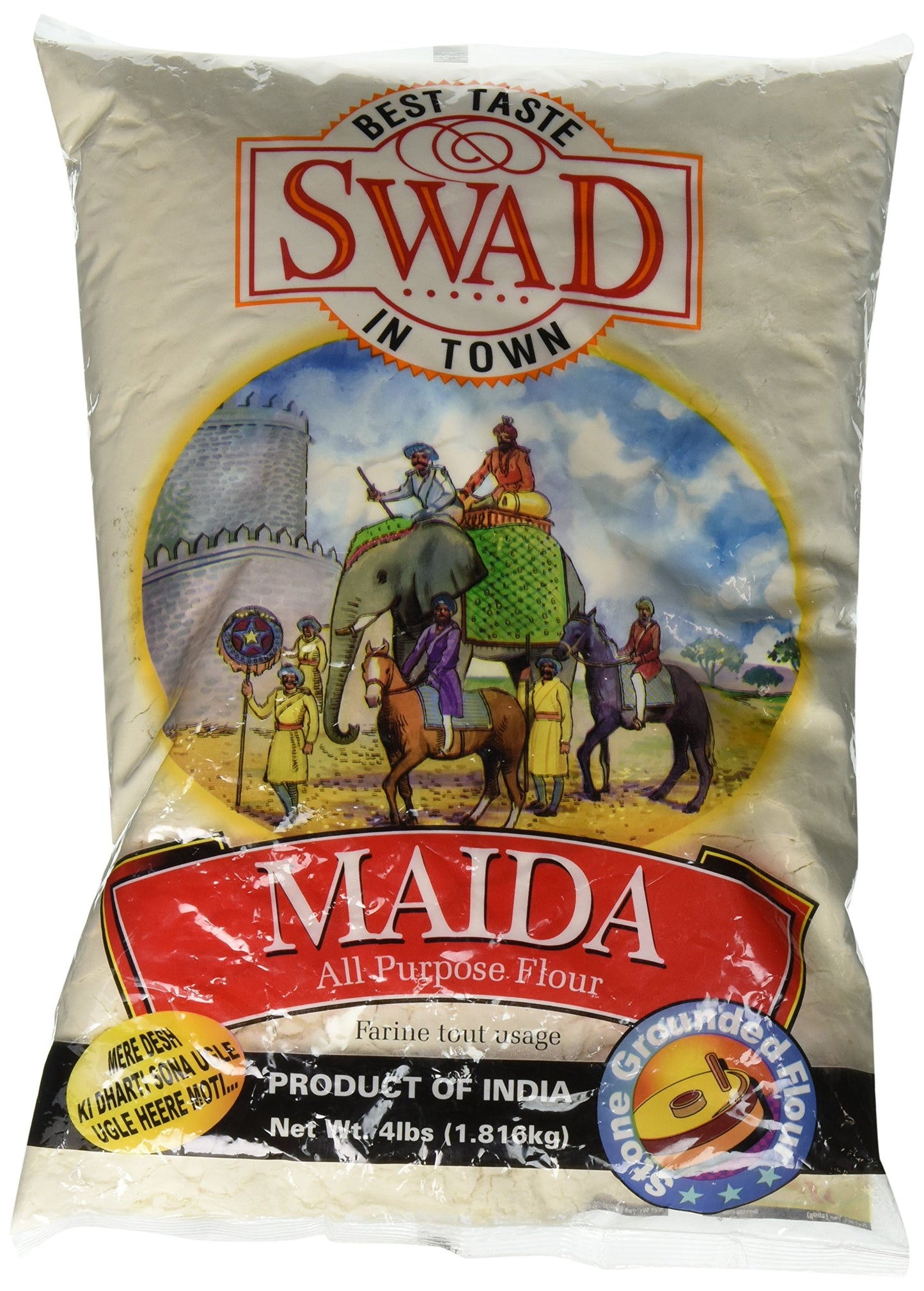 Swad Maida All Purpose Flour Stone Grounded Flour 4 lbs - Flour Atta