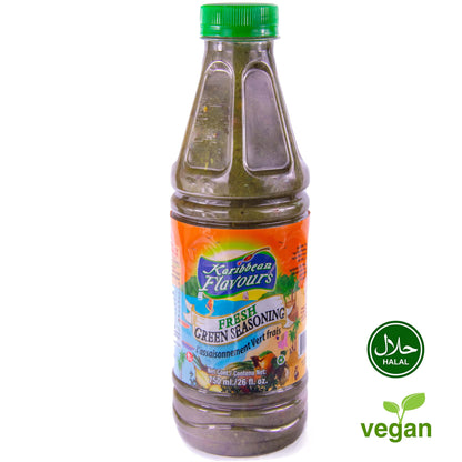 Trinidad Fresh Green Seasoning (26 Fl Oz / 750ML) | Caribbean Marinade | Condimento Verde Fresco | Halal | Vegan | Perfect Seasoning For Chicken Fish And Meats